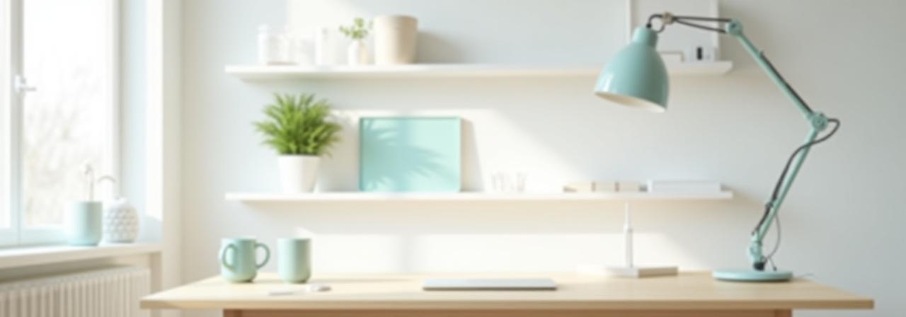 Clean organized workspace banner