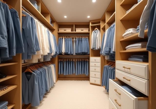 Master closet with custom storage design