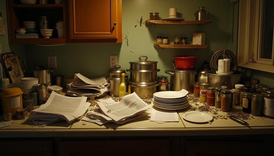 Before: Cluttered kitchen cabinets