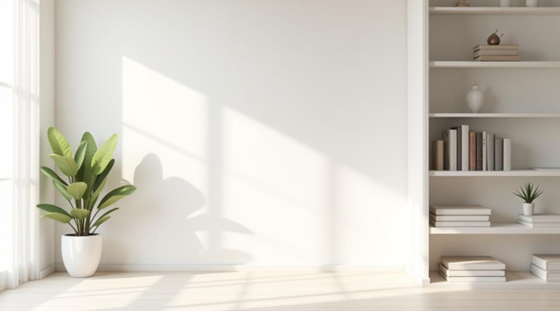 Clean organized living room with minimalist furniture